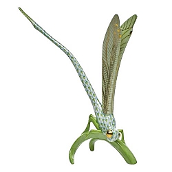 Herend   Animals   Little Animals - Herend Dragonfly On Grass Key lime