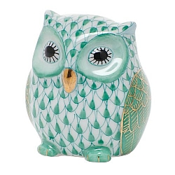 Herend   Animals   Birds - Herend Owlet Green