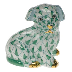 Herend   Animals   Dogs - Herend Miniature Puppy Green