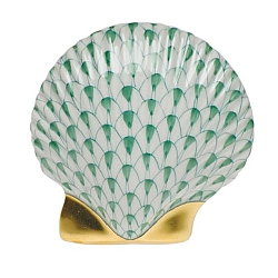 Herend   Animals   Aquatic - Herend Miniature Scallop Green