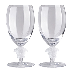 Versace   TableTop   Drinkware - Versace Medusa Lumiere 2 Short Stem Clear White Wine Set of Two