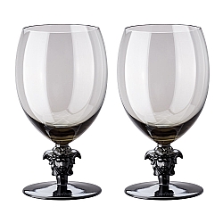 Versace   TableTop   Drinkware - Versace Medusa Lumiere 2 Short Stem Haze Water Goblet Set of Two