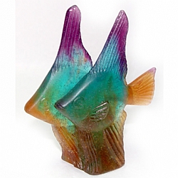 Daum   Animals   Aquatic Animals - Daum Amber Green Fish Couple