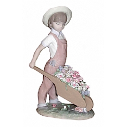 Lladro   Home Decor   Figurines - Lladro Wheelbarrow with Flowers 1283