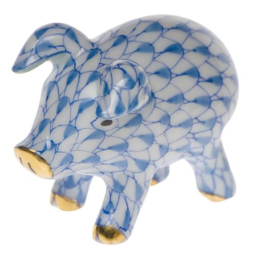 Herend Piglet Blue